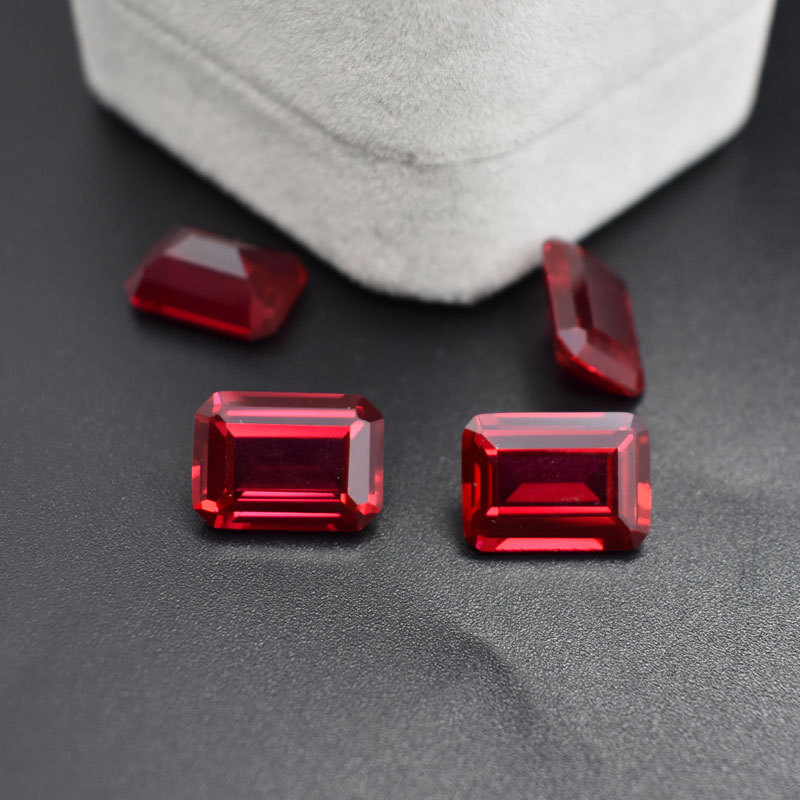 Wholesale Lab Made Gemstones 1ct to 8ct Pigeon Blood Red Emerald Cut Lab Grown Ruby