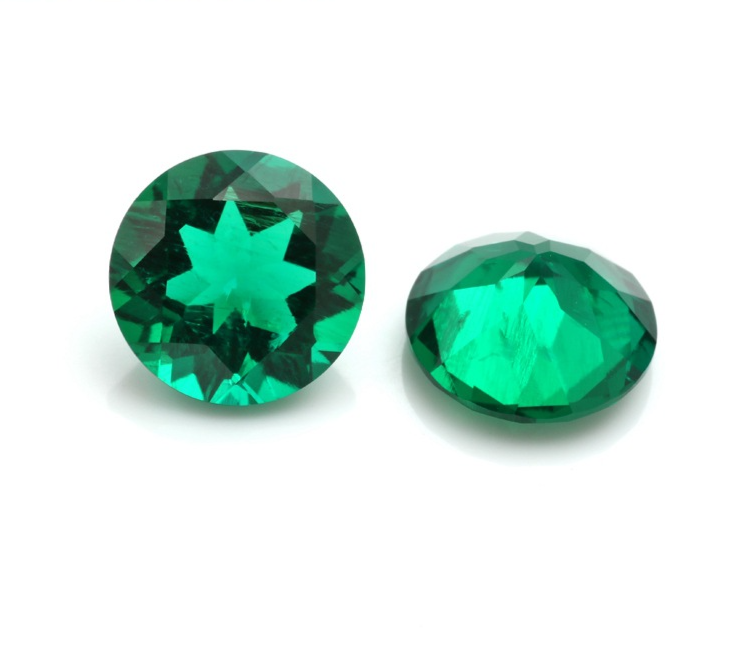 Wholesale Lab Made Gemstones 1ct to 8ct Columbian Green Round Brilliant Cut Lab Grown Emerald