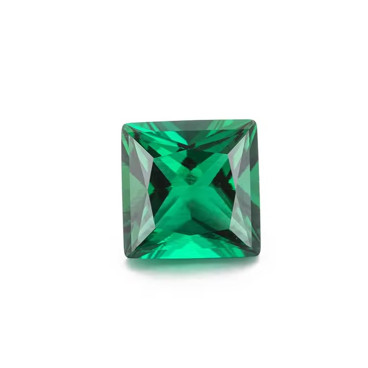 Wholesale Lab Made Gemstones 1ct to 8ct Columbian Green Princess Brilliant Cut Lab Grown Emerald