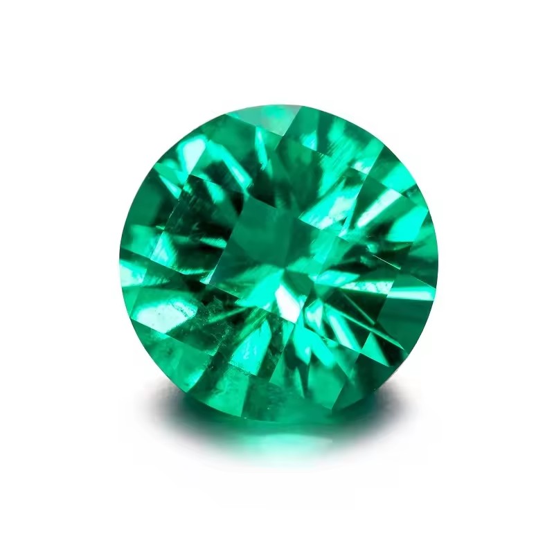 Wholesale Lab Made Gemstones 1ct to 8ct Columbian Green Round Brilliant Cut Lab Grown Emerald