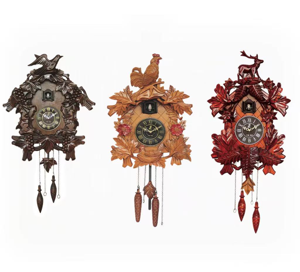 Wooden Musical Cuckoo Clock Analog Living Room Wood Single Face Creative With Bird Singing