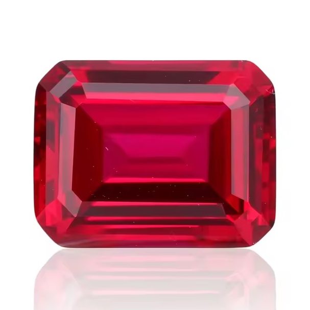 Wholesale Lab Made Gemstones 1ct to 8ct Pigeon Blood Red Emerald Cut Lab Grown Ruby