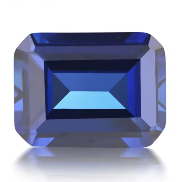 Wholesale Lab Made Gemstones 1ct to 8ct Royal Blue Emerald-cut Brilliant Cut Lab Grown Sapphire